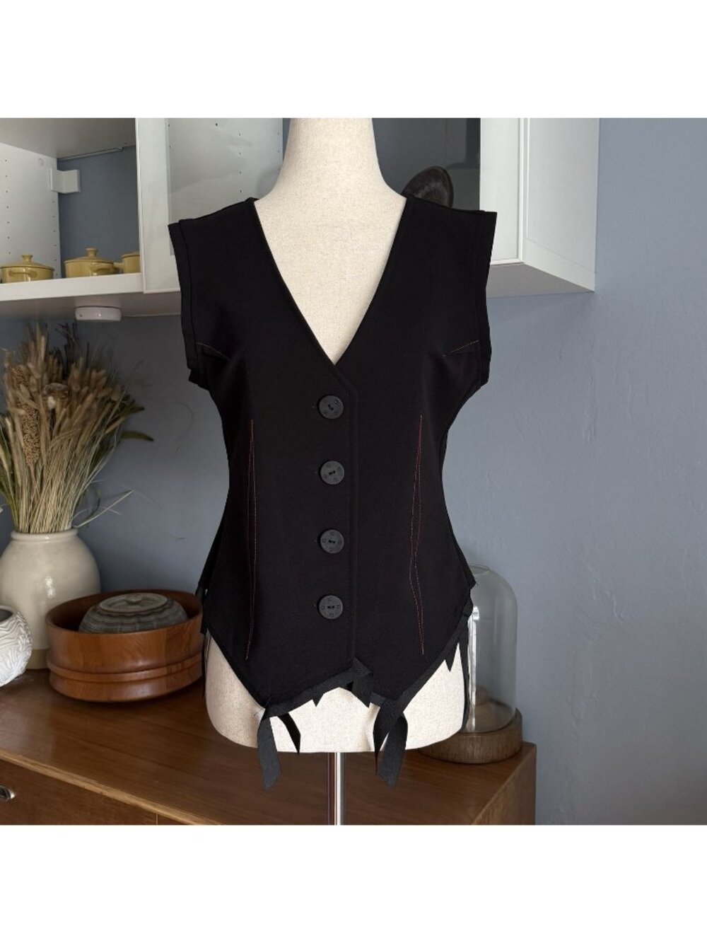 XD Xenia Design Vest Top Black Art To Wear Lagenlook Goth Size S